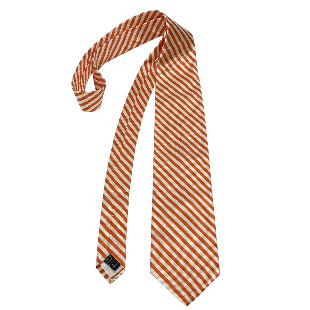 Brooks Brothers Makers Rep Stripe‎ Silk Tie Orange Ivy Prep Made England